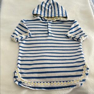 Striped Hooded Beach Cover-up with Daisy Trim by Baby Boden.